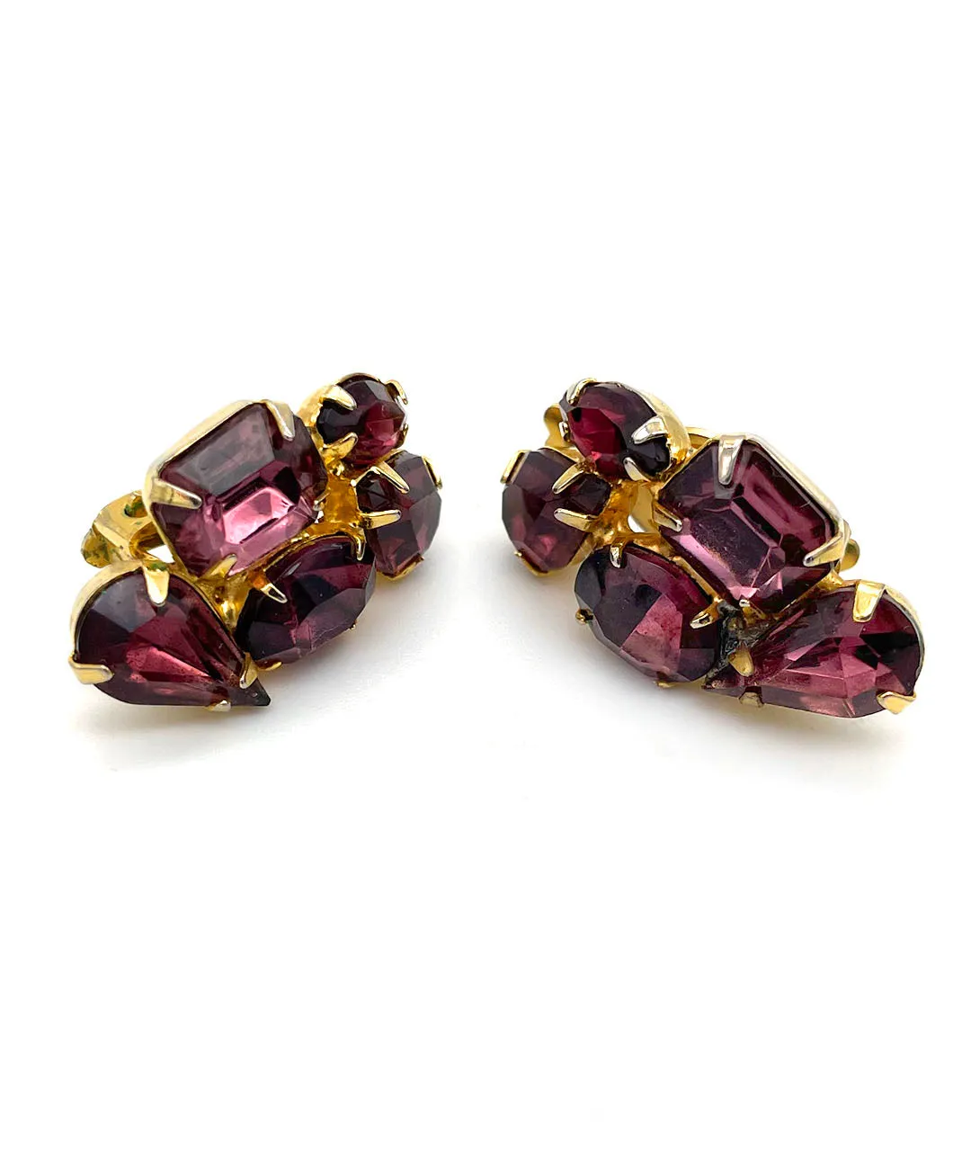 【USA輸入】ヴィンテージ パープル ビジュー イヤリング/Vintage Purple Bijou Clip On Earrings