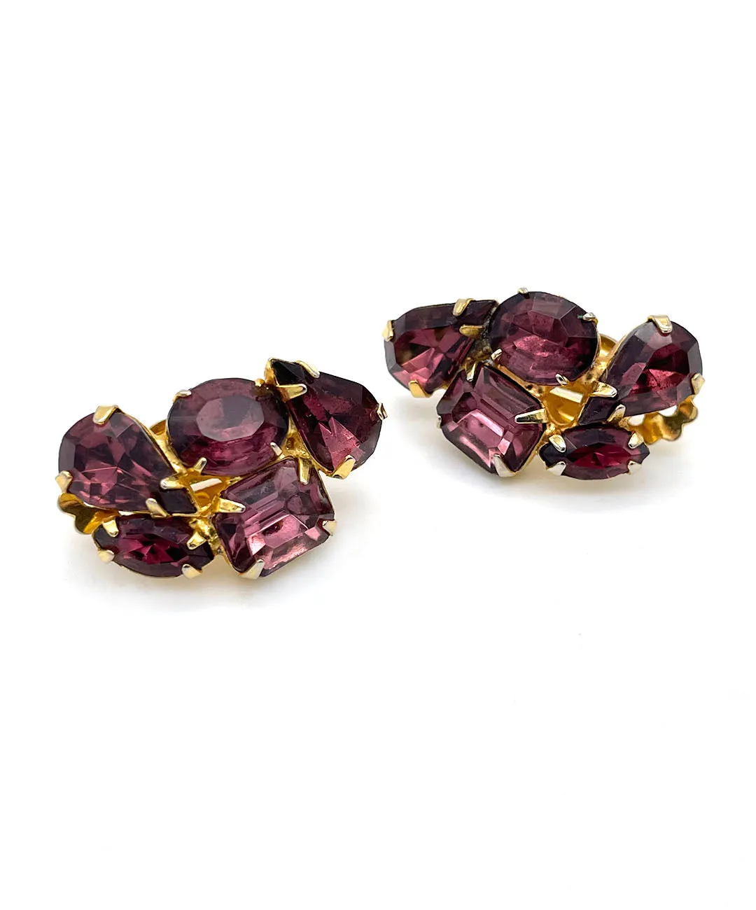 【USA輸入】ヴィンテージ パープル ビジュー イヤリング/Vintage Purple Bijou Clip On Earrings