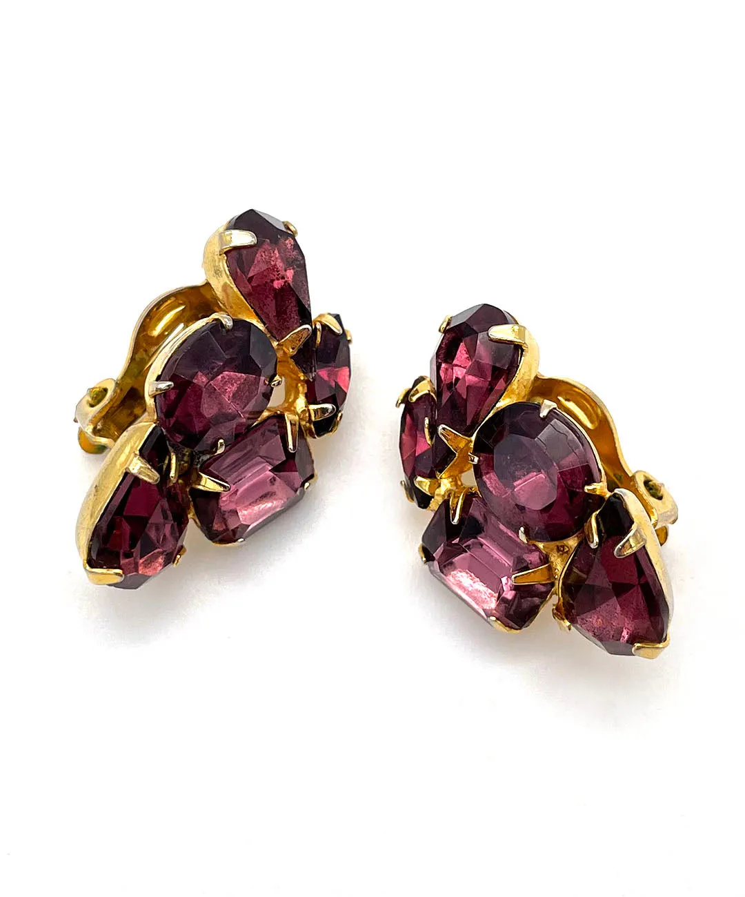 【USA輸入】ヴィンテージ パープル ビジュー イヤリング/Vintage Purple Bijou Clip On Earrings