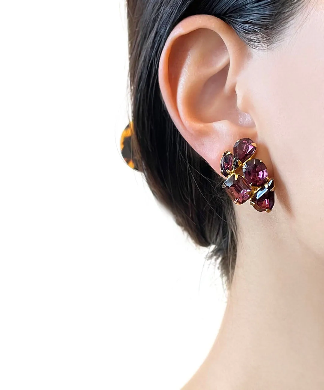 【USA輸入】ヴィンテージ パープル ビジュー イヤリング/Vintage Purple Bijou Clip On Earrings