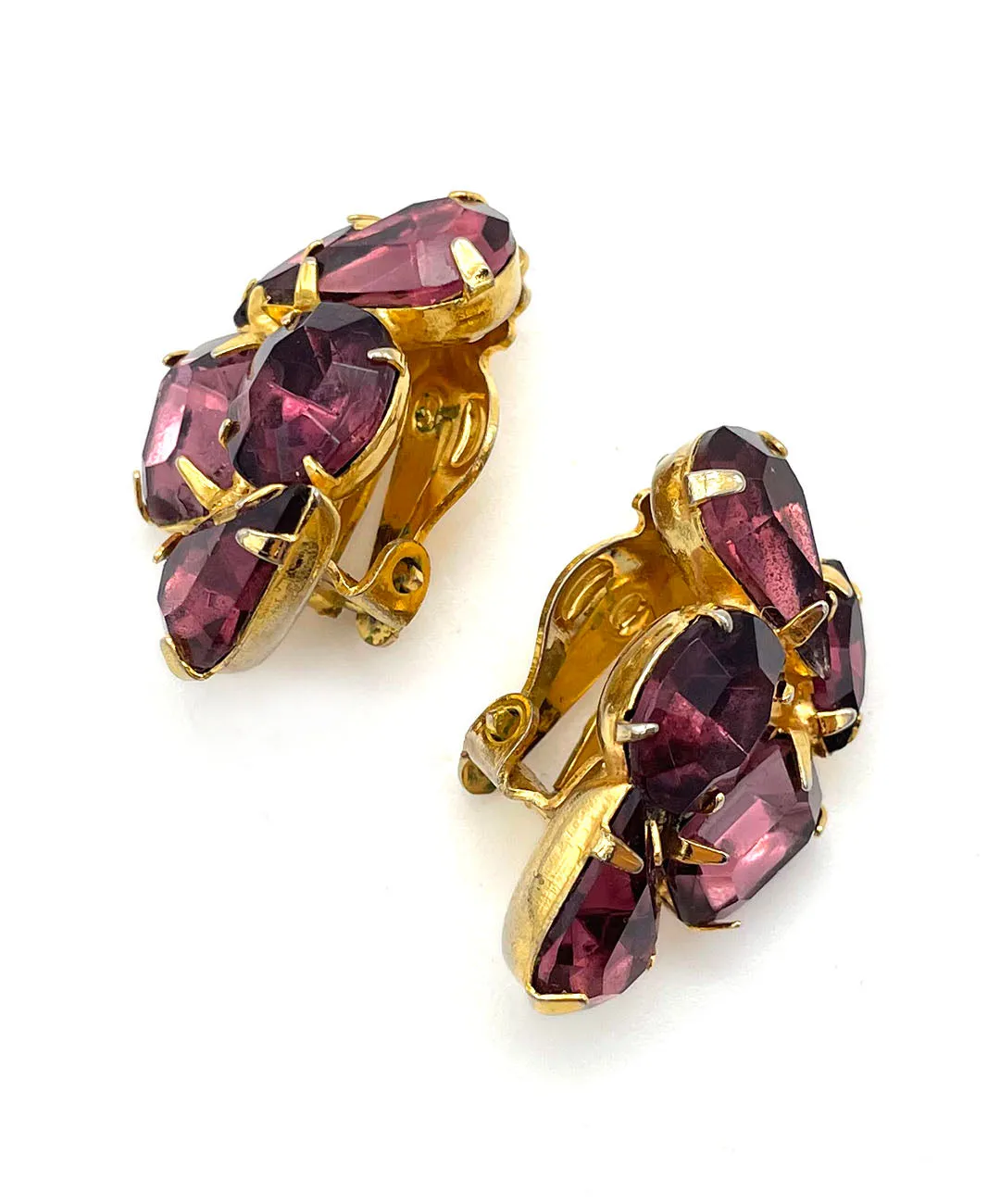 【USA輸入】ヴィンテージ パープル ビジュー イヤリング/Vintage Purple Bijou Clip On Earrings