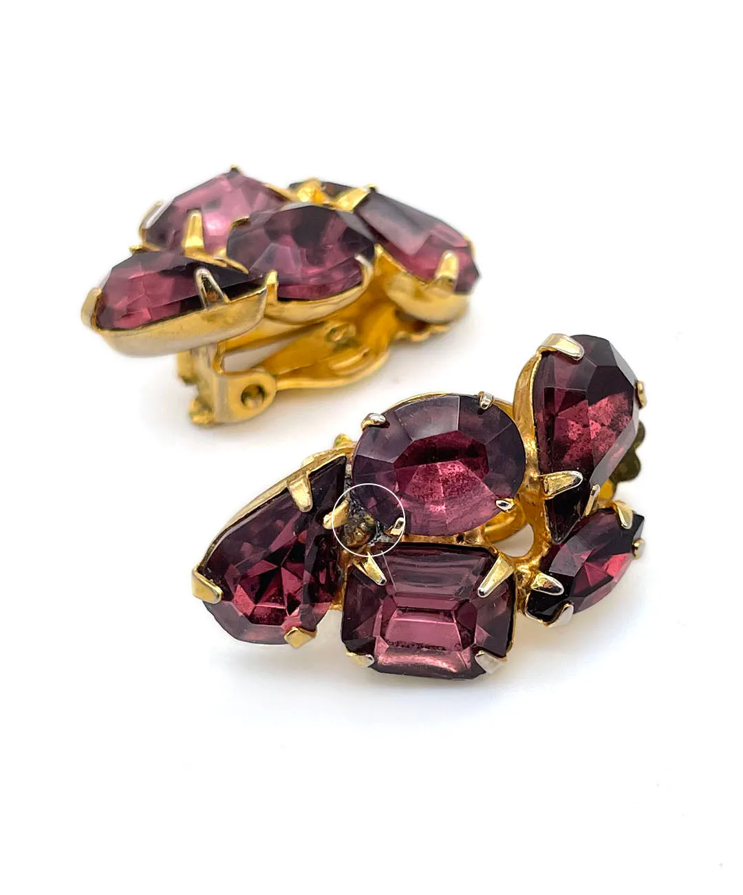 【USA輸入】ヴィンテージ パープル ビジュー イヤリング/Vintage Purple Bijou Clip On Earrings