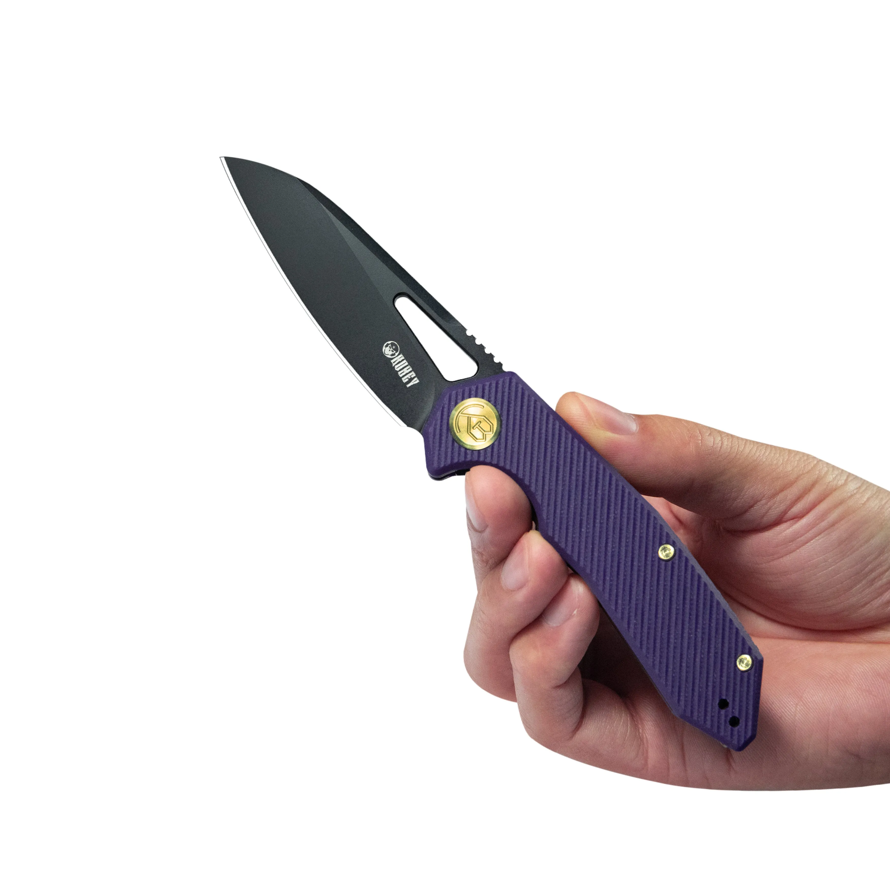 Vagrant Liner Lock EDC Folding Knife Purple G10 Handle 3.15 inch Blackwash M390 KB291W