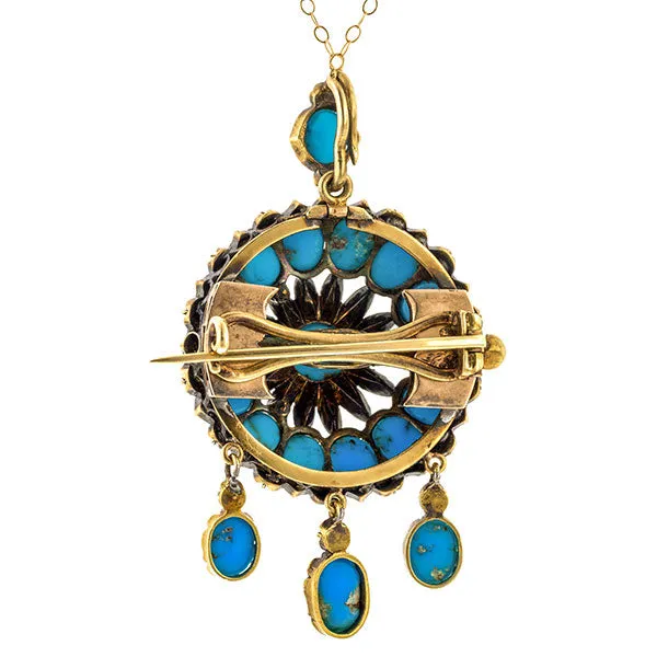 Victorian Turquoise & Diamond Pendant