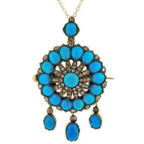 Victorian Turquoise & Diamond Pendant